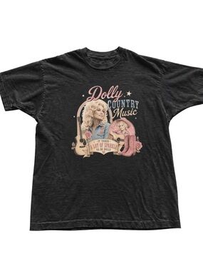 Black Dolly Country Music Graphic Tee with Pastel Artwork